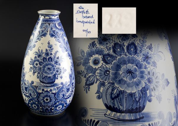 中古 オランダ デルフト ロイヤルデルフト Delft De Porceleyne Fles ロイヤルブルー フラワーベース 花瓶 229 43 の落札情報詳細 ヤフオク落札価格情報 オークフリー スマートフォン版