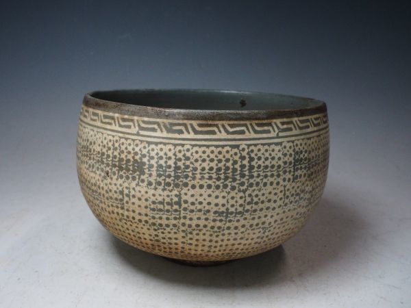 李朝 高麗 粉青沙器三島茶大碗 幅 14㎝ 青磁碗 箱付 朝鮮 韓国 高麗