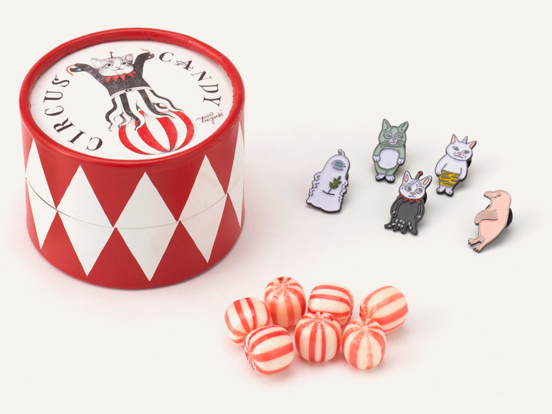 ヒグチユウコ展 CIRCUS サーカスキャンディー　ピンズ　４種 ヒグチユウコ展 サーカス キャンディー&ニャンコピンズ