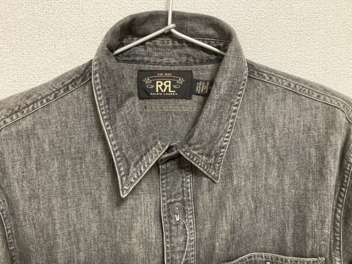 新品】RRL ダブルアールエル 長袖ブラックシャンブレーシャツ グラン