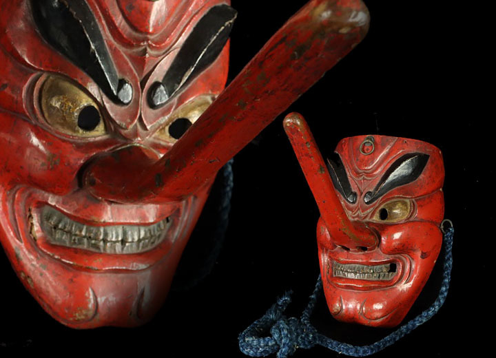 天狗　テング　面　江戸期？ 天狗 テング 面 江戸期？