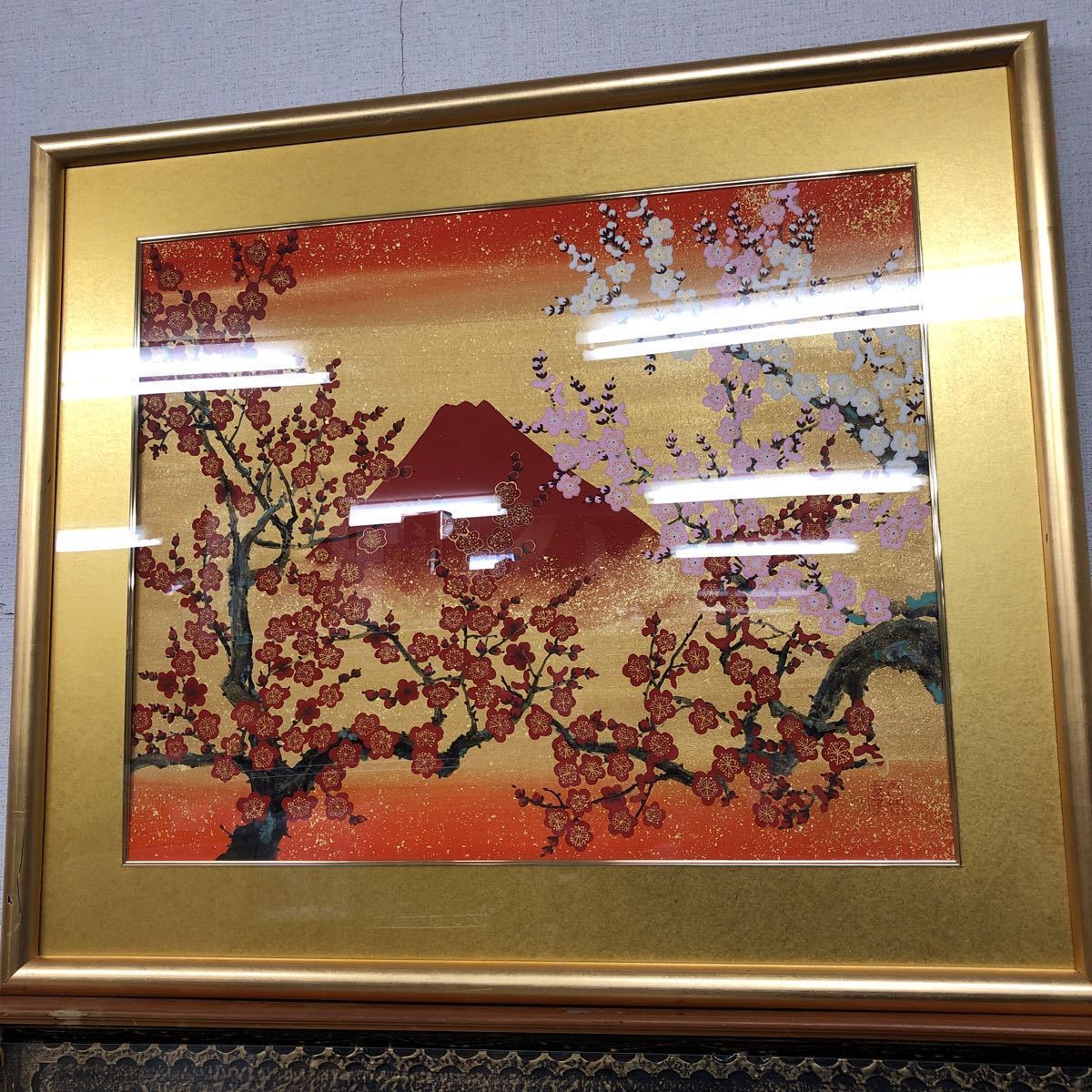 あいはら友子 赤富士 梅と桜 真作 絵画部分縦52cm横64cm 開運 年始 縁起物 の落札情報詳細 ヤフオク落札価格情報 オークフリー スマートフォン版