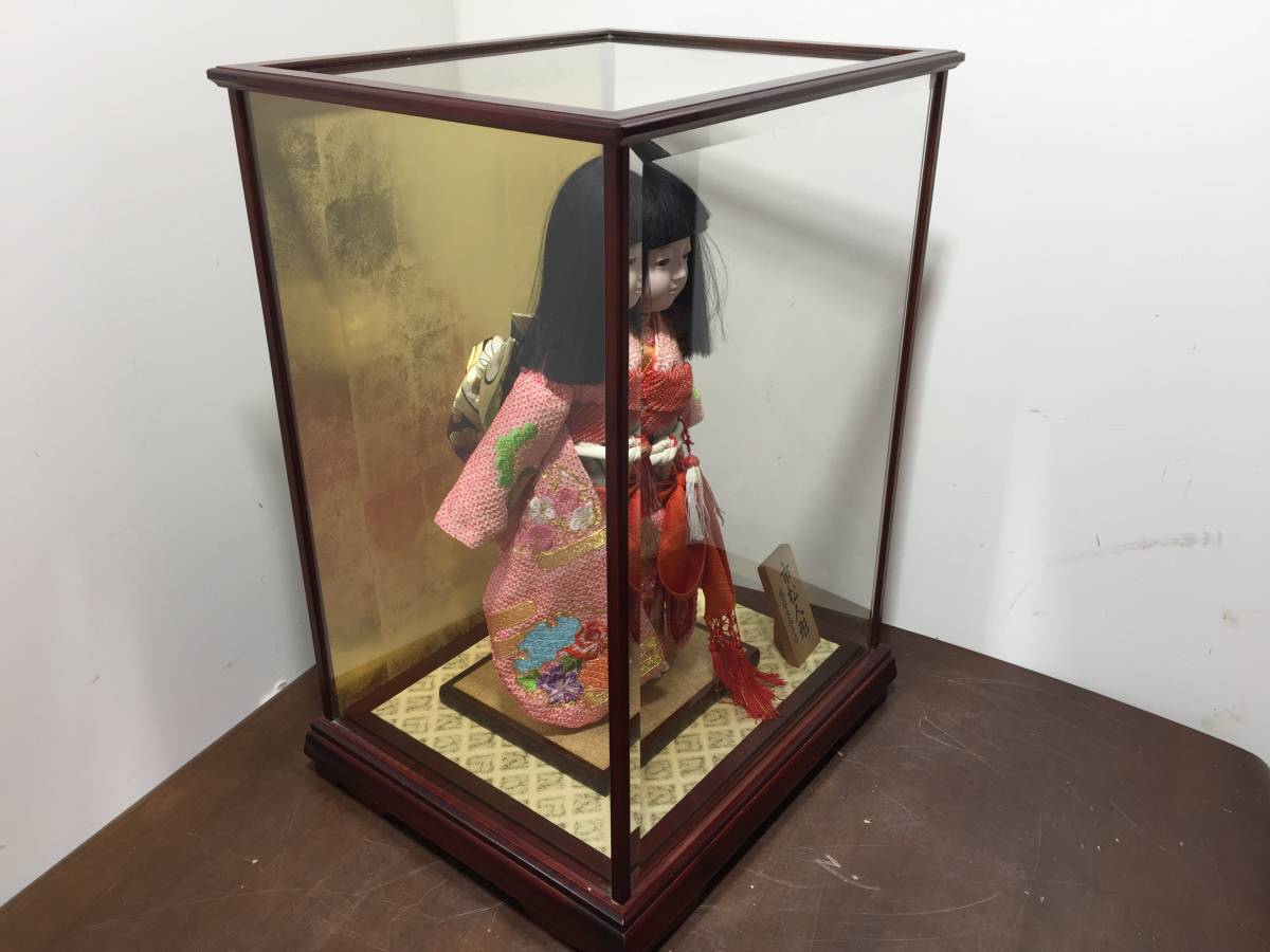 ◇市松人形 佐藤真砂子◇女の子 ガラスケース付 レトロ 昭和