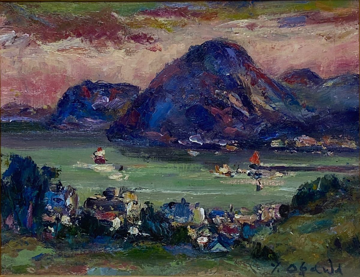 真作】絵画K.UCHIDA油彩6号風景画逸品Q169