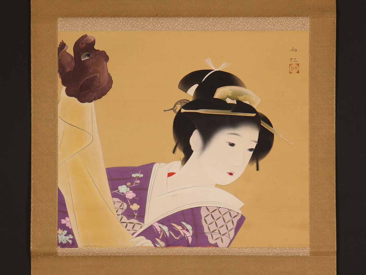 模写 伝来 Az2611 小川雨虹 鏡獅子美人図 日本画家 栃木の人 の落札情報詳細 ヤフオク落札価格情報 オークフリー スマートフォン版