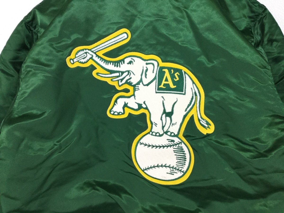 90s 新品タグ付 エカーズリー 43番 アスレチックス スターター USA製 スターター MLB アスレチックス ナイロン スタジャン 米国 90s