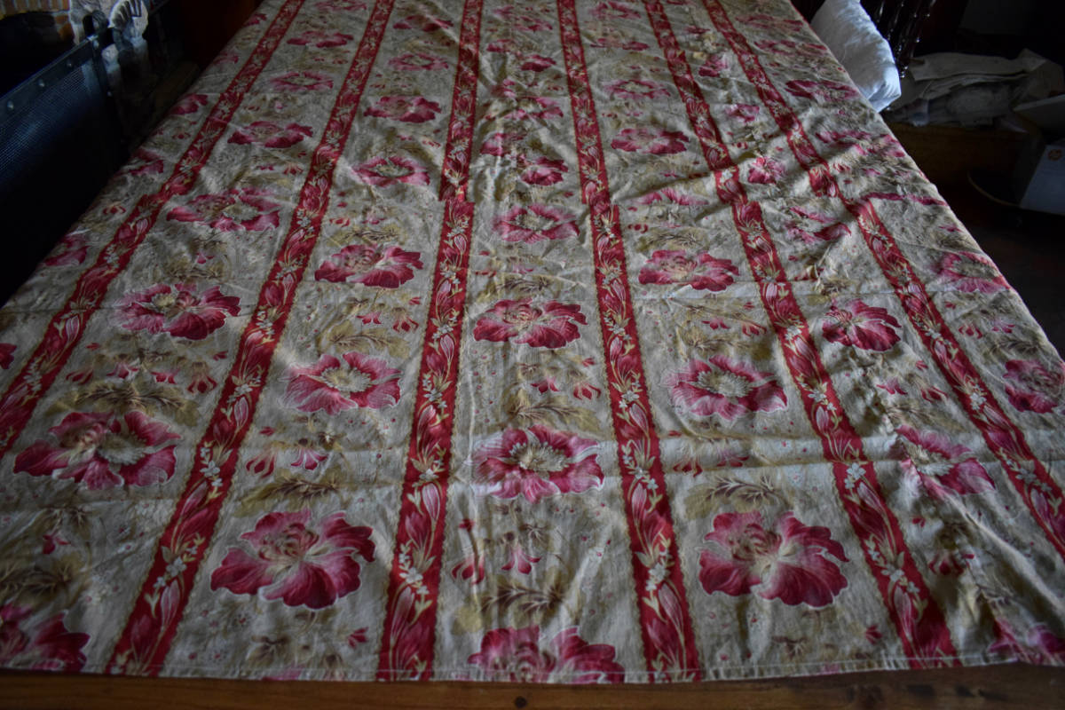 フランス アンティーク 花柄プリント ファブリック 生地 カーテン パネル の落札情報詳細 ヤフオク落札価格情報 オークフリー スマートフォン版