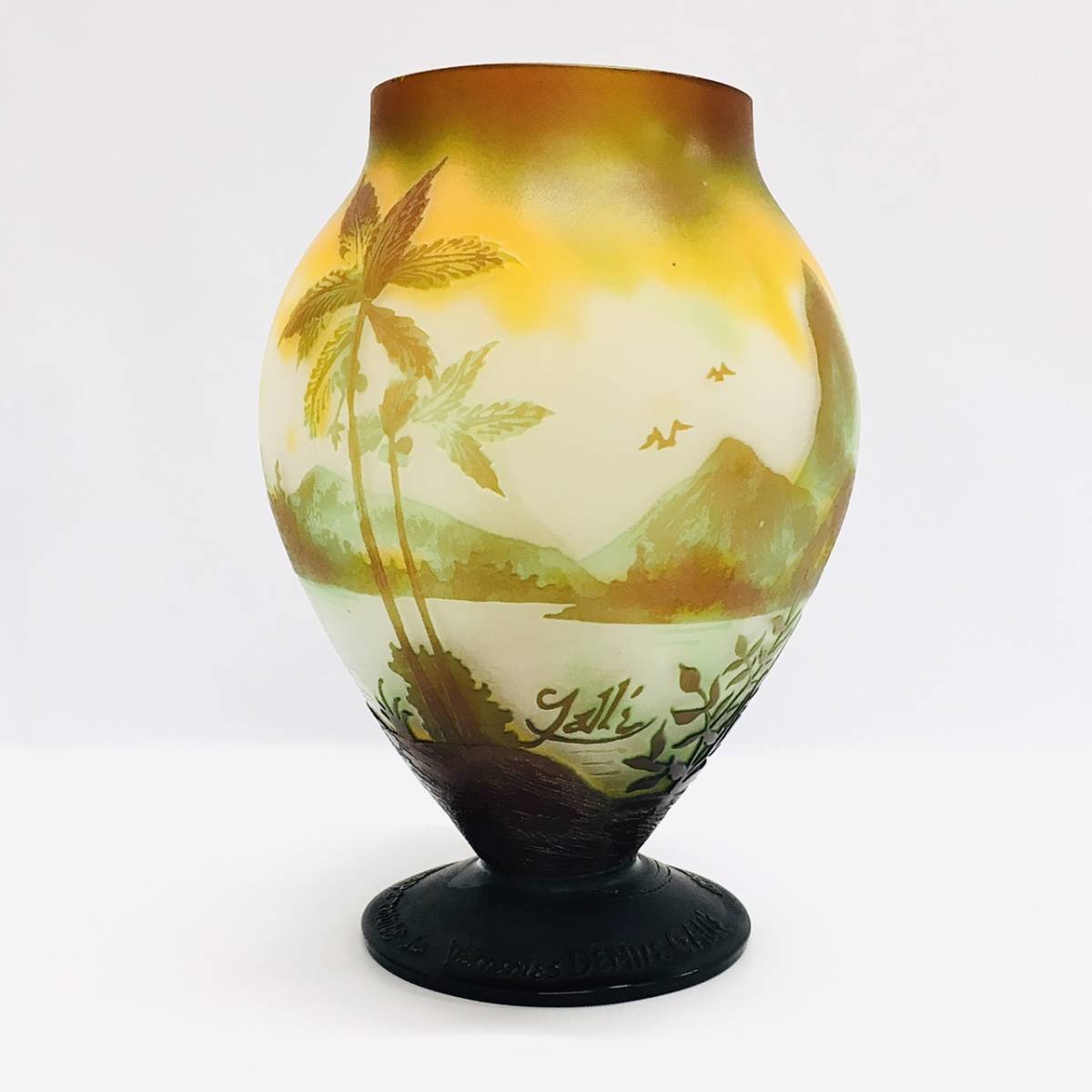 エミールガレ 鯉紋 特特大 花瓶 カメオ彫り 被せガラス 高さ40cm 1円