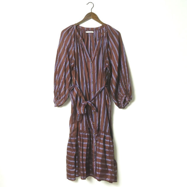 Ne Quittez Pas ヌキテパ Silk Stripe Gown シルクストライプガウン 172n W152 フリー ブラウン ワンピース ドレス トップス Lc309 の落札情報詳細 ヤフオク落札価格情報 オークフリー スマートフォン版
