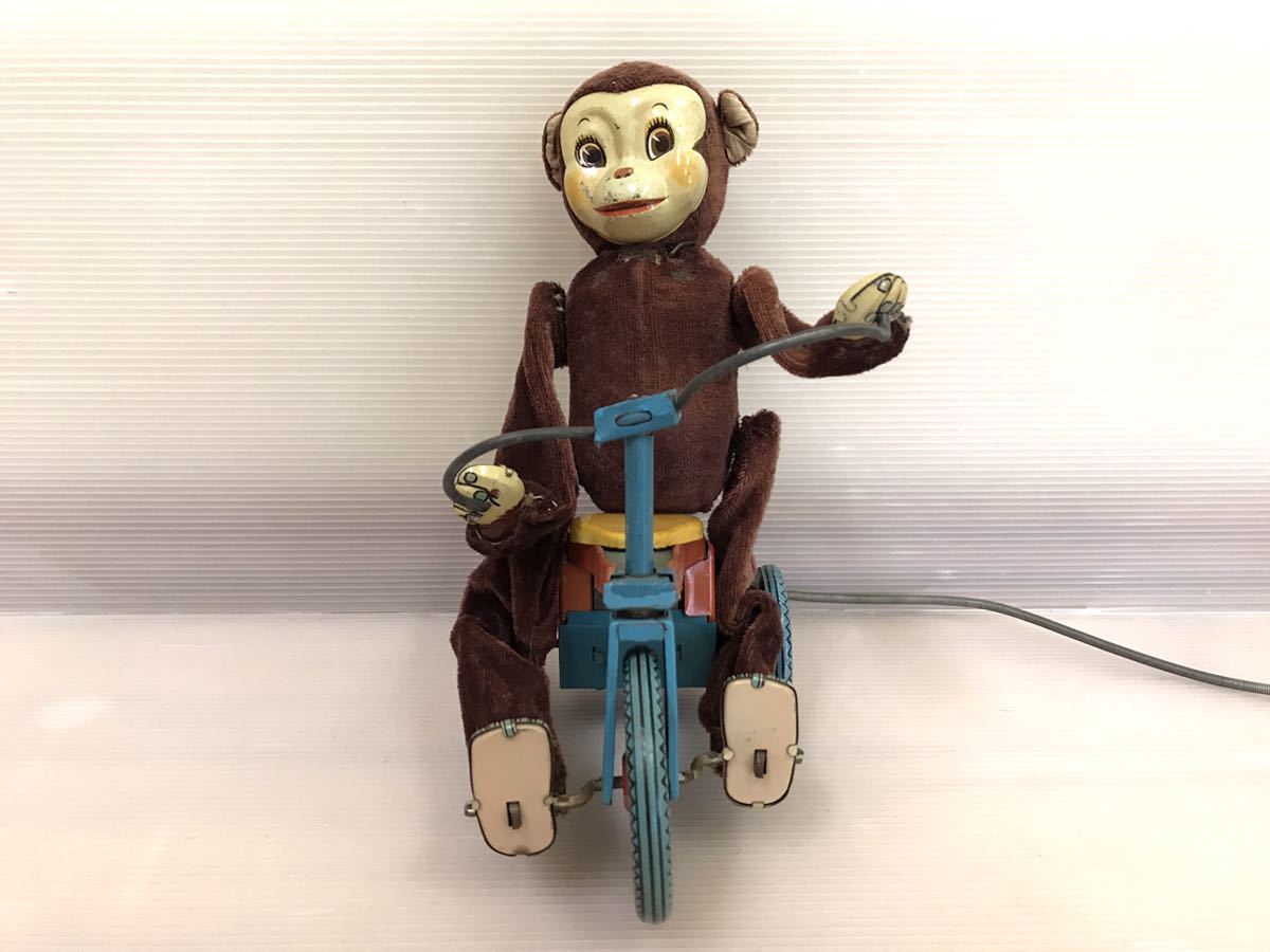 ブリキ 昭和レトロ サーカスで自転車に乗って猿