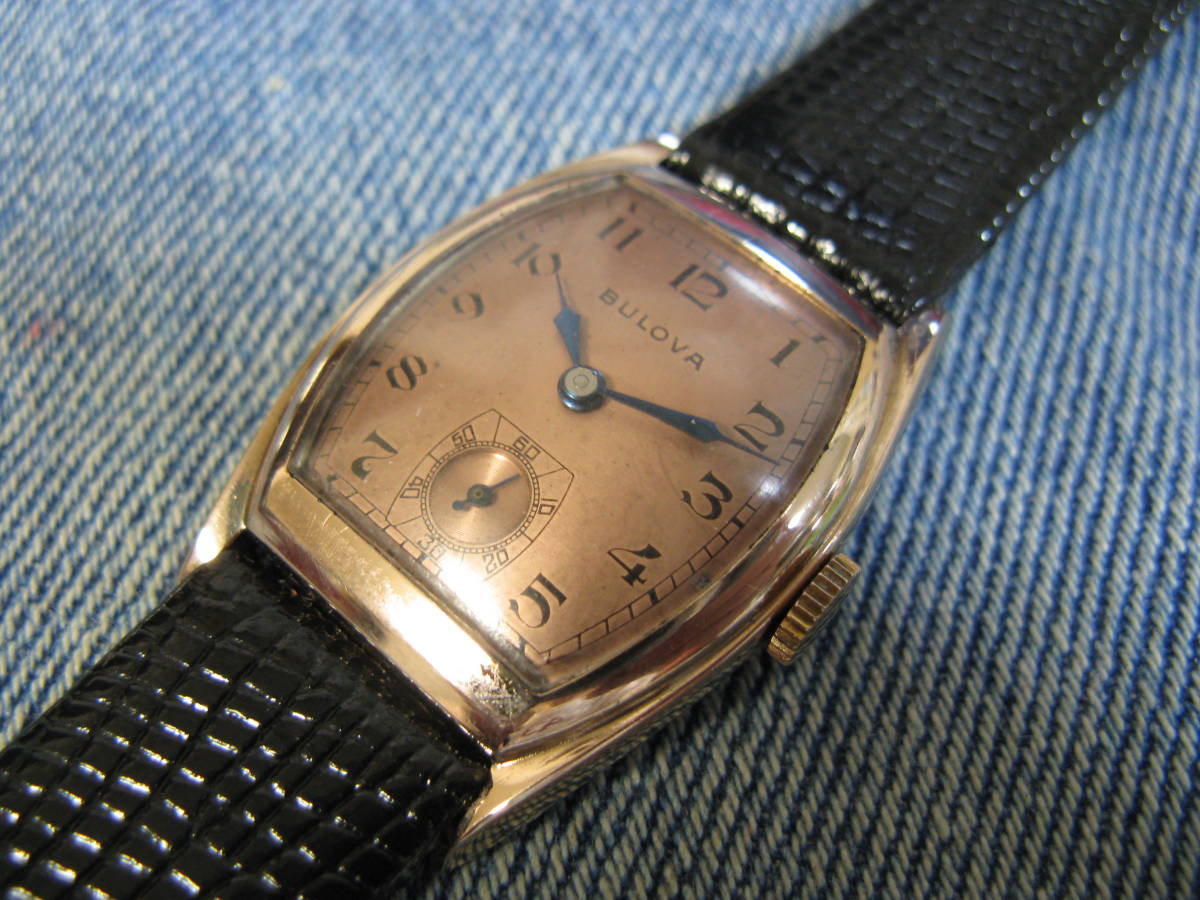 1935年製 Bulova ブローバ トノ型 樽型 コッパーダイヤル アメリカンウォッチ アンティーク手巻腕時計 稼動美品 の落札情報詳細 ヤフオク落札価格情報 オークフリー スマートフォン版
