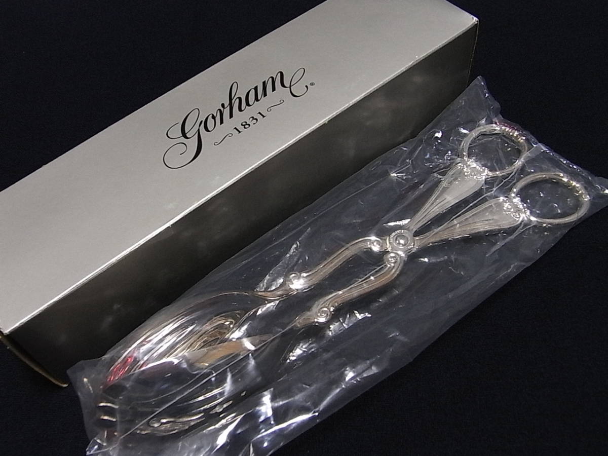 【未使用に近い】世界的銀食器ブランド 高級 Gorham ゴーハム イタリア製 SALAD TONGS サラダトング シルバープレート