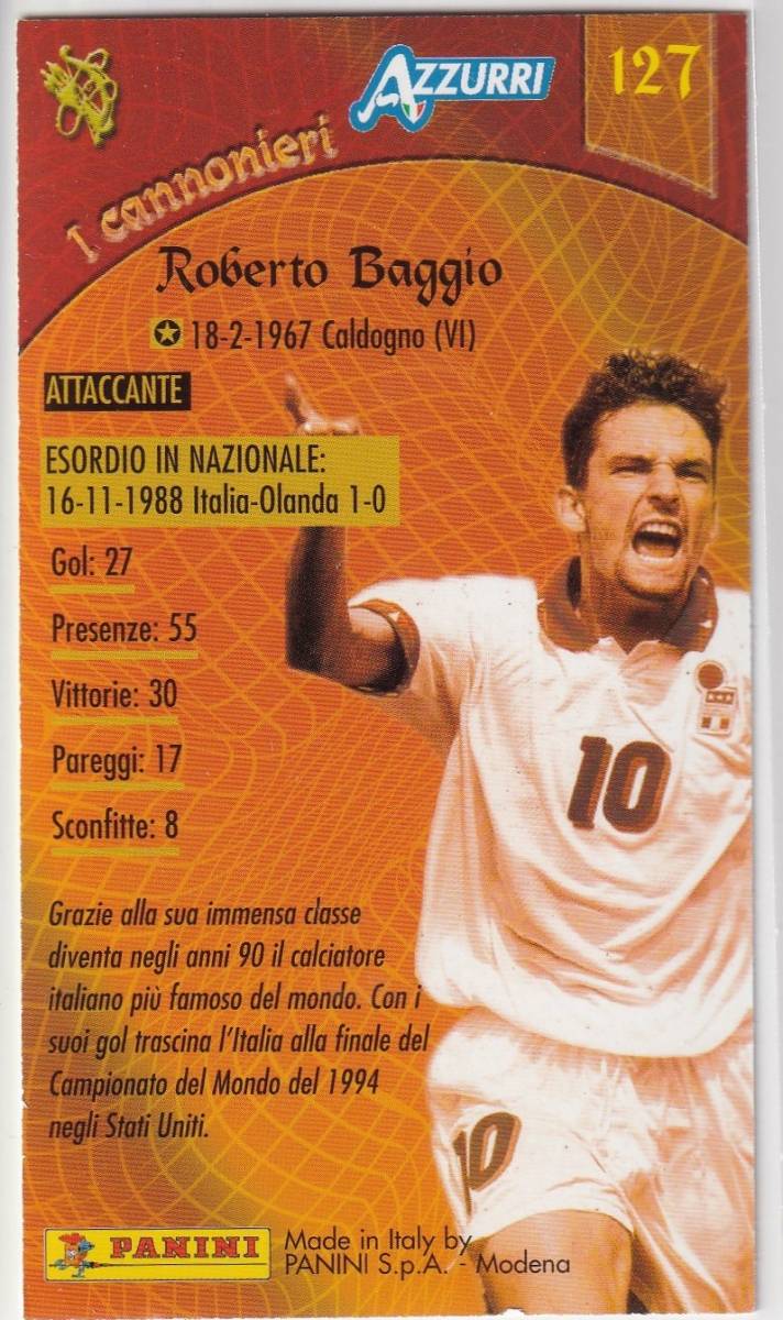 目立った傷や汚れなし】ロベルト・バッジョ☆PANINI AZZURRI trading