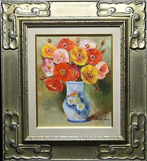 日本美術家連盟会員 二紀会 奥谷全弘「バラ」油彩画 薔薇