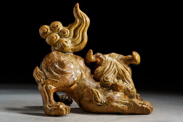 傷や汚れあり】T962. 西山窯【坂本瀧山】造 伊賀焼 獅子置物 坂本俊人