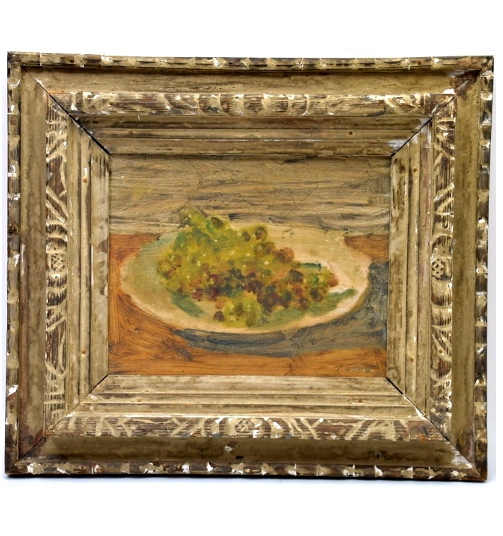 岸本芳雄 油絵 金の額付