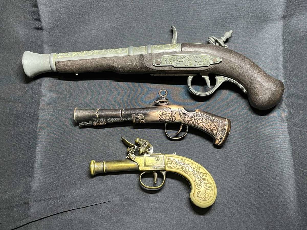 傷や汚れあり】☆送料無料☆【まとめ3丁】フリントロック式  