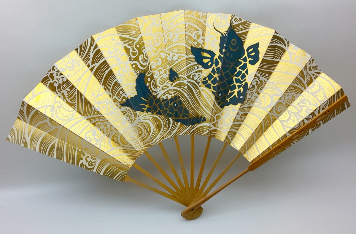 能楽御用達】京都 十松屋福井 特撰御掛扇 2点「梅」「春草」箱・扇掛板付き