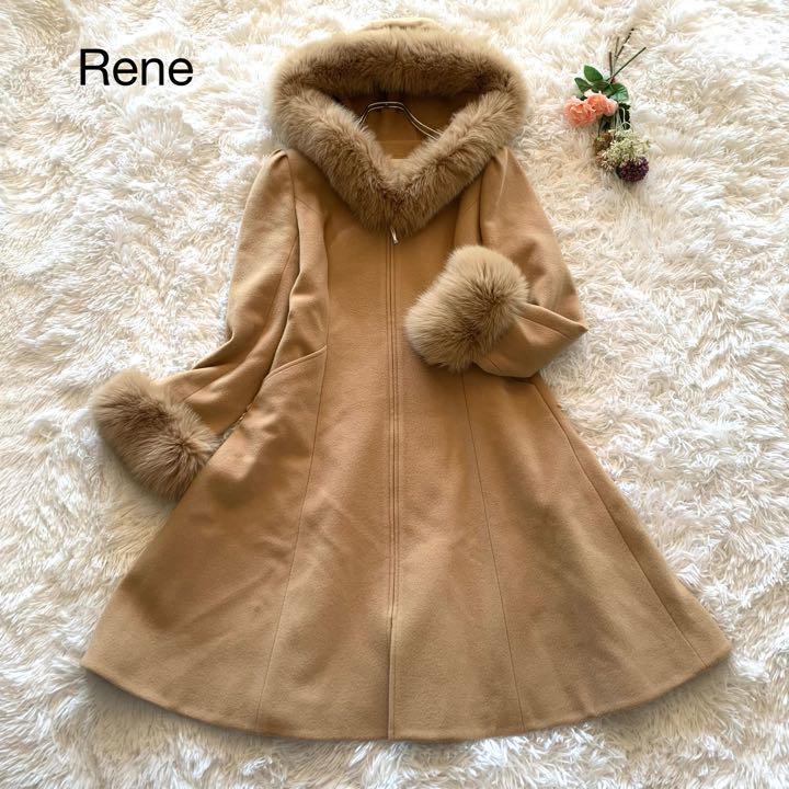 Rene フォックスファー セーブル混ニット モッズコート 毛皮 ルネ 36 Rene フォックスファー セーブル混ニット モッズコート 毛皮 ルネ 36