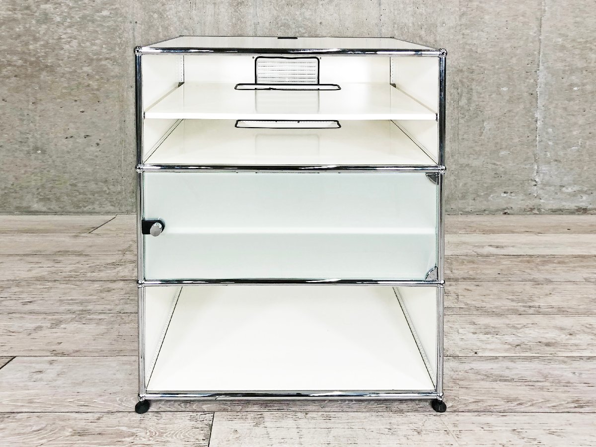 USM ハラー システム 1列 2段 キャビネット ピュアホワイト USM Haller ハラーシステム 1列2段キャビネット ガラス扉