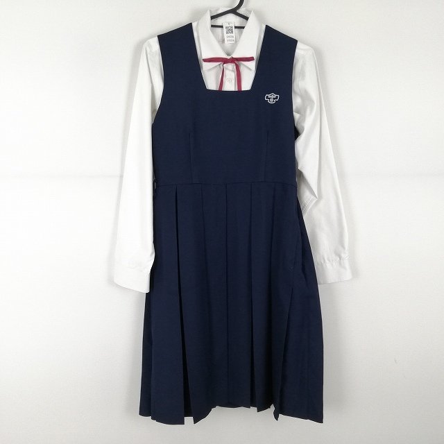1円 ジャンパースカート 紐タイ ウエスト74 夏物 女子 学生服