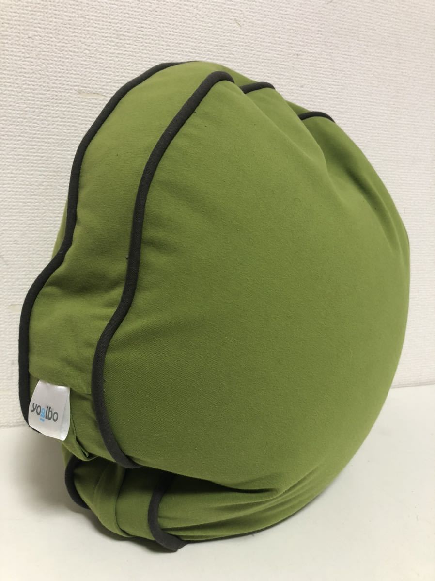 【目立った傷や汚れなし】yogibo ヨギボー Round Pillow ラウンド ピロー ビーズクッション ライムグリーン 700g