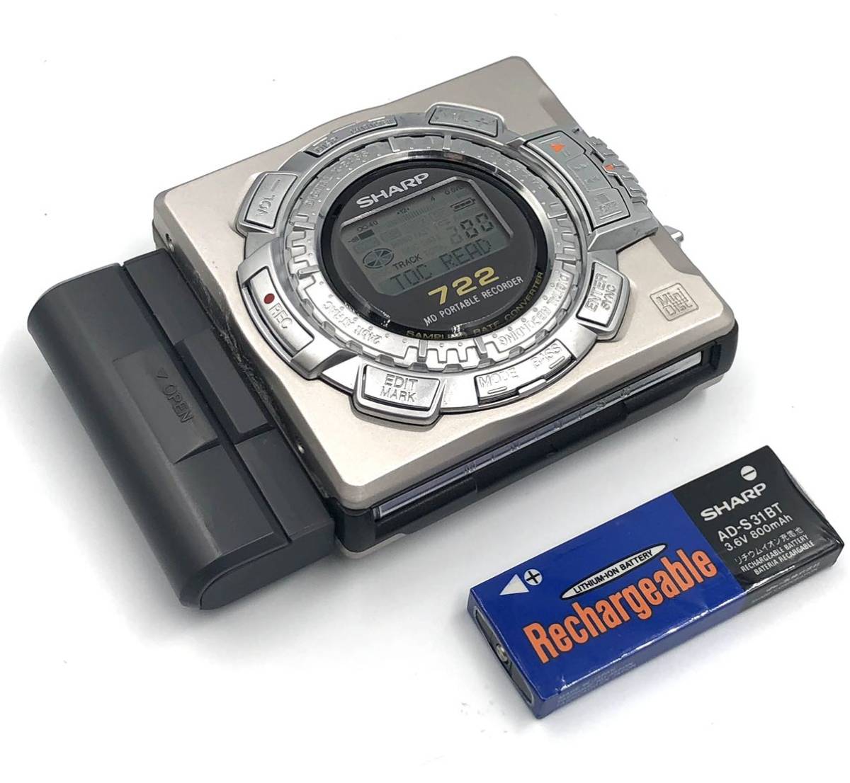レアSHARP MDポータブルレコーダーMD-MS722-S  ジャンク品 ジャンク】SHARP MDボータブルレコーダー MD-MS722-S （やや傷や