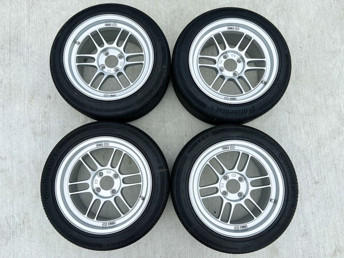 やや傷や汚れあり】バリ溝 ENKEI RPF1RS 15×8J +28 4H 100 195/50R15