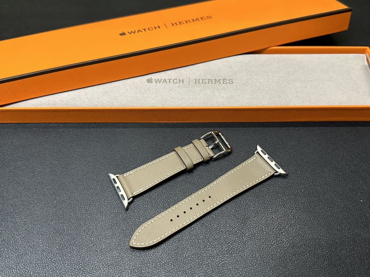 希少美品 純正 Apple Watch エルメス HERMES 42mm 44mm マリン シンプルトゥール エプロンドール レザーストラップ アップルウォッチ 希少 美品 即決 ブルーラン Apple watch HERMES エルメス シンプル