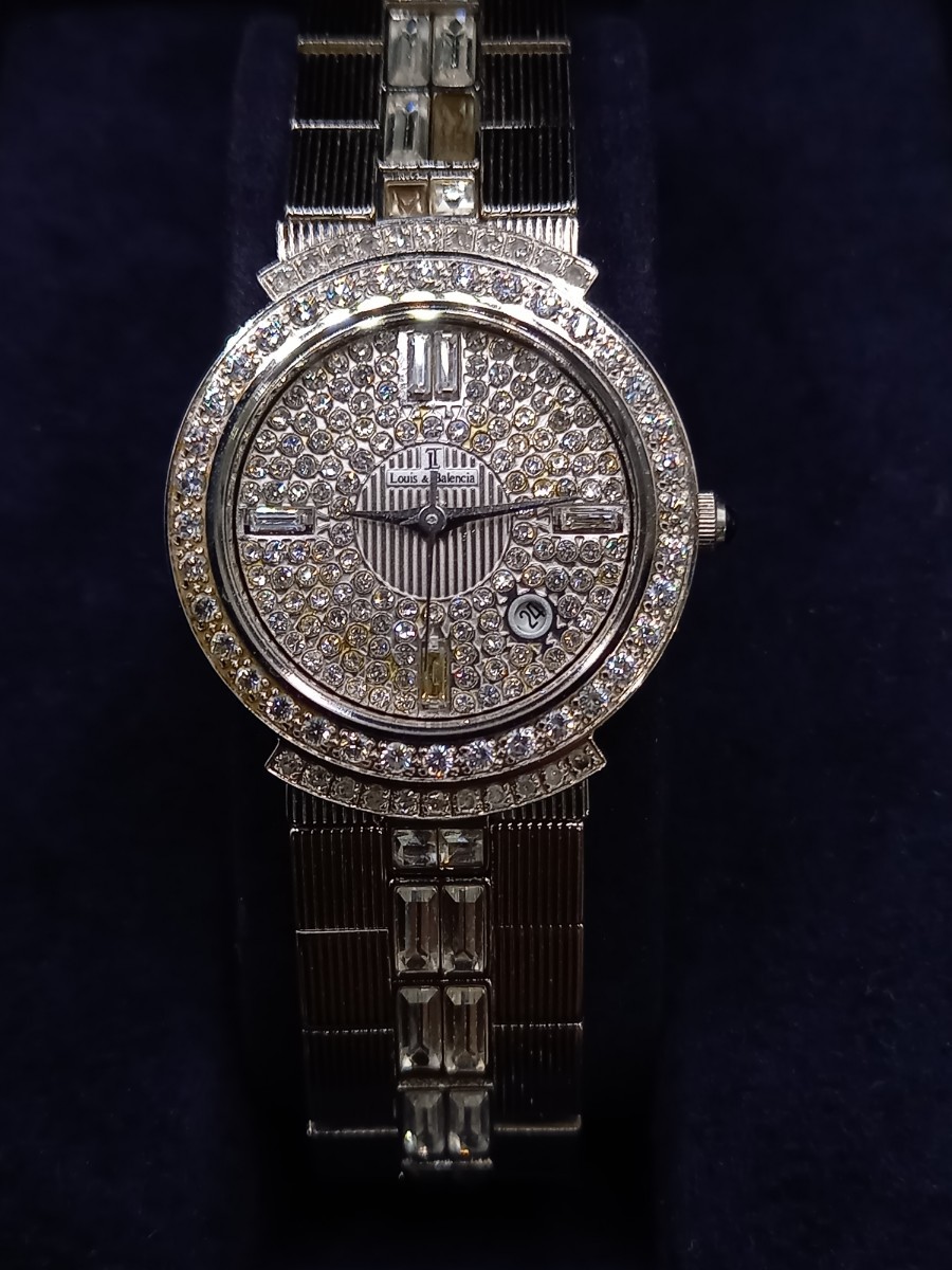【稼働/極美品/純正ベルト】ルイスバレンシア クォーツ 腕時計 ダイヤ Louis&Balencia ルイス＆バレンシア 腕時計 稼働/極美品/純正ベルト