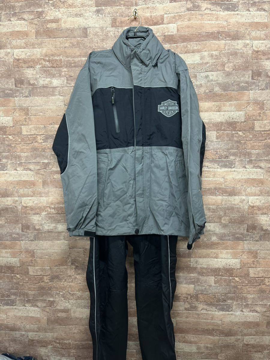 【目立った傷や汚れなし】HARLEY DAVIDSON ハーレーダビッドソン レインコート 上下 セットアップ S グレー ブラックの落札情報