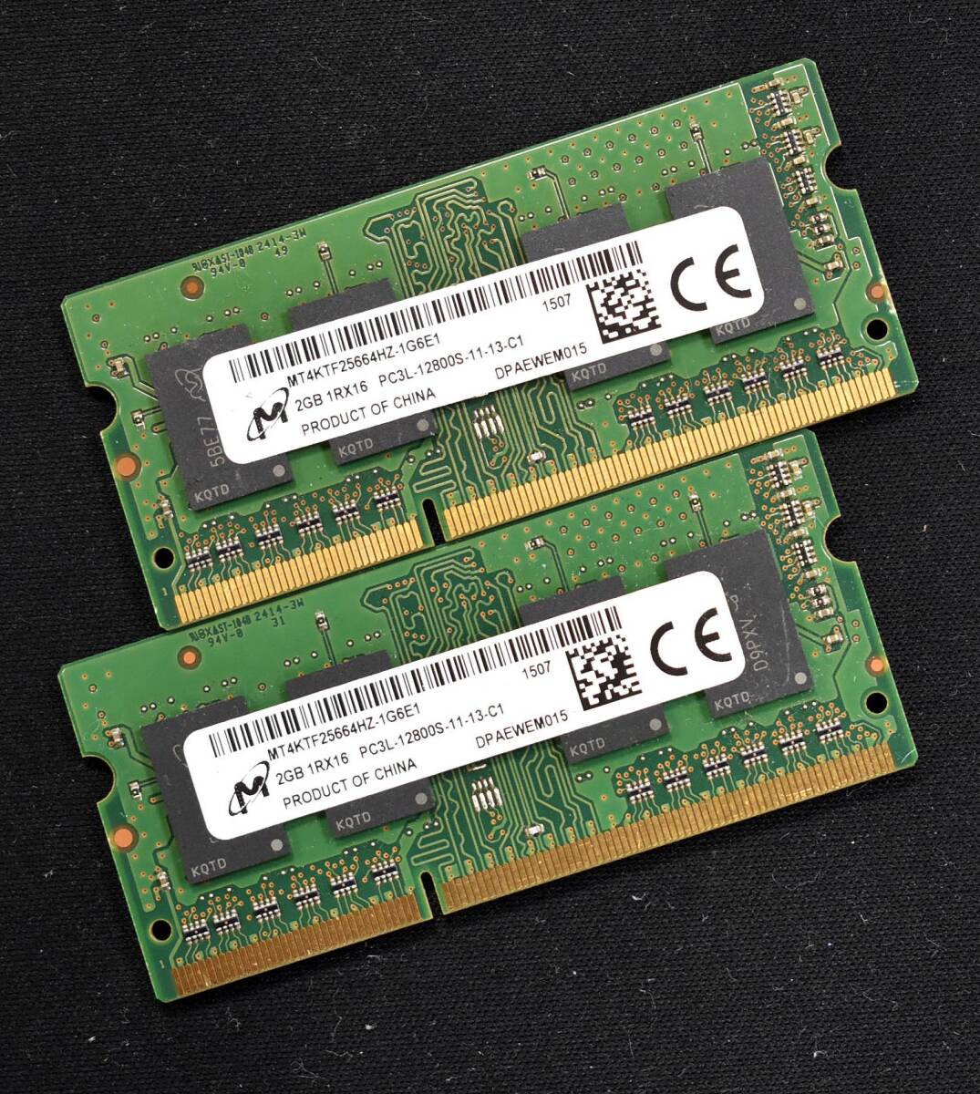 【目立った傷や汚れなし】2GB 2枚組 (合計 4GB) PC3L-12800S DDR3L-1600 S.O.DIMM 204pin ...
