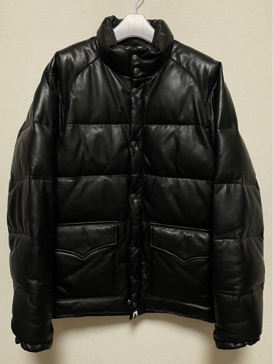 BAPE レザー ジャケット L 黒 ファー付き