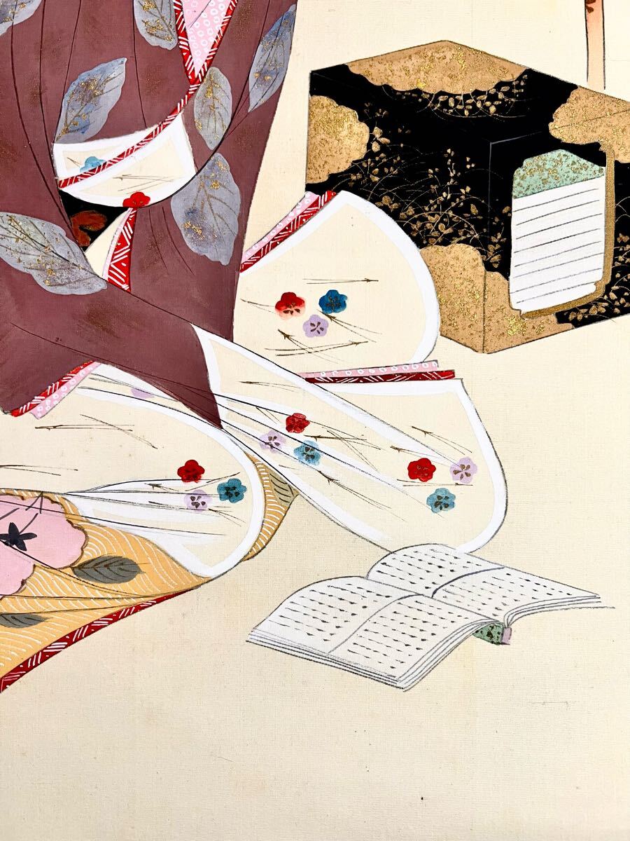 松井桜塘　日本画 絵画 人物画 美人画 額装 安】 松井桜塘 美人画 絹本 京都画壇 昭和時代 額装の落札情報
