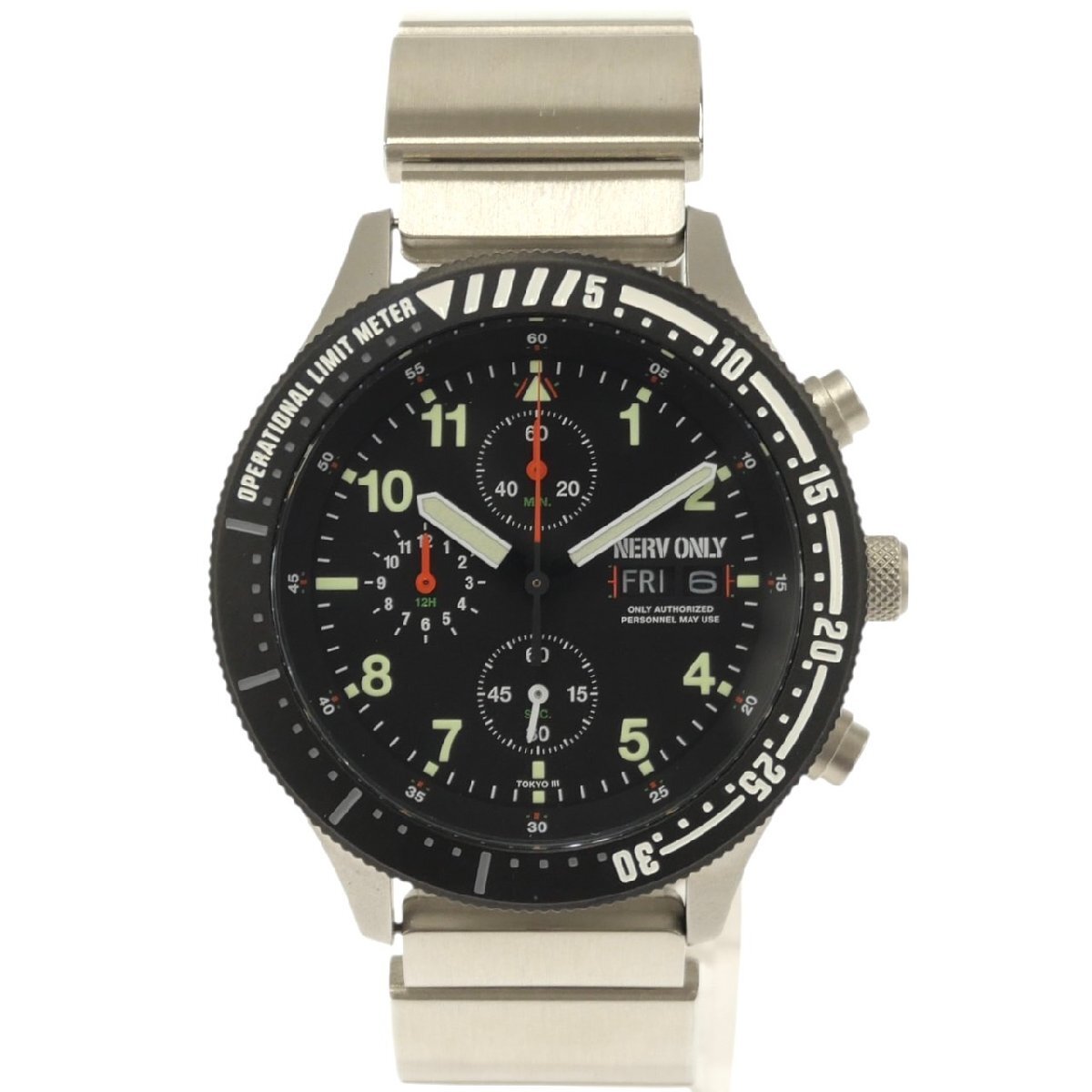 1円スタート 稼働品 SONY ソニー メンズ 腕時計 WNW-HC-NERV wena×エヴァンゲリオン クロノグラフ デイデイト QZ 500本限定 黒文字盤の1番目の画像