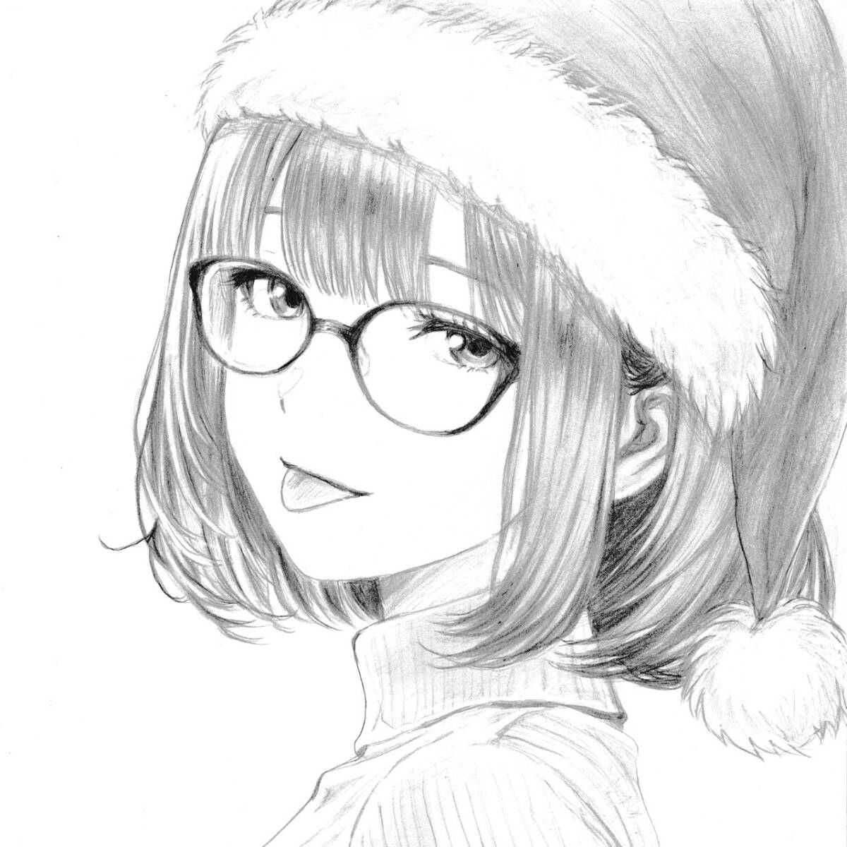 ☆手描きイラスト オリジナル シャーペン 鉛筆画 ラフ画 ☆女の子 少女