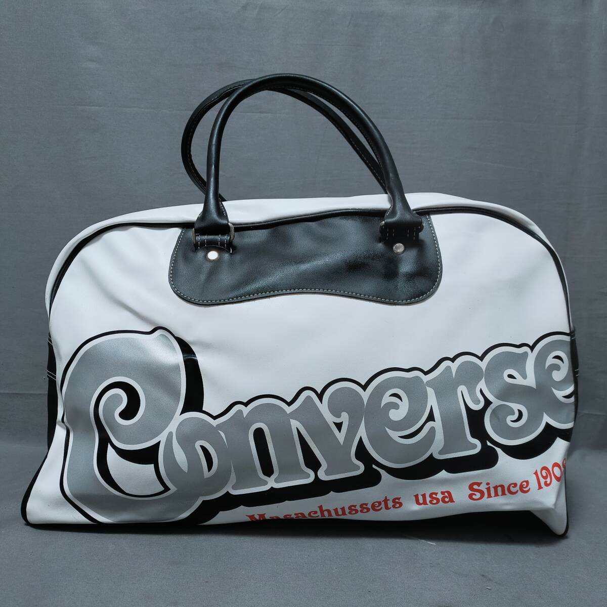 ☆90s コンバース/CONVERSE ビッグロゴ PUレザーボストンバッグ