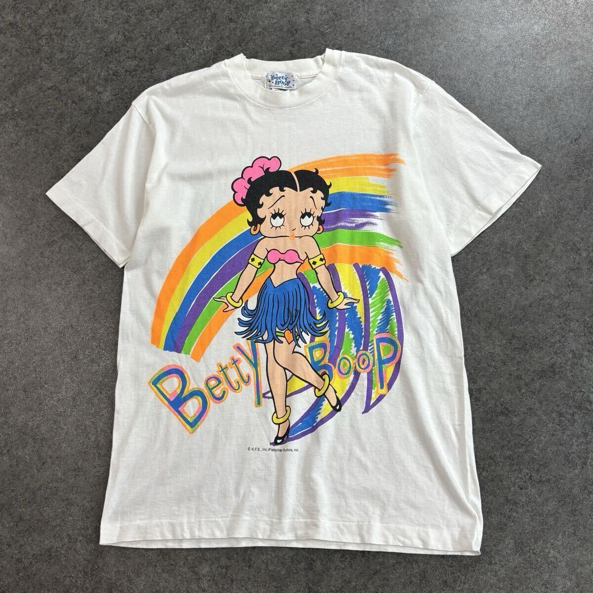やや傷や汚れあり】90s BETTY BOOP 両面プリント ハート Tシャツ 白