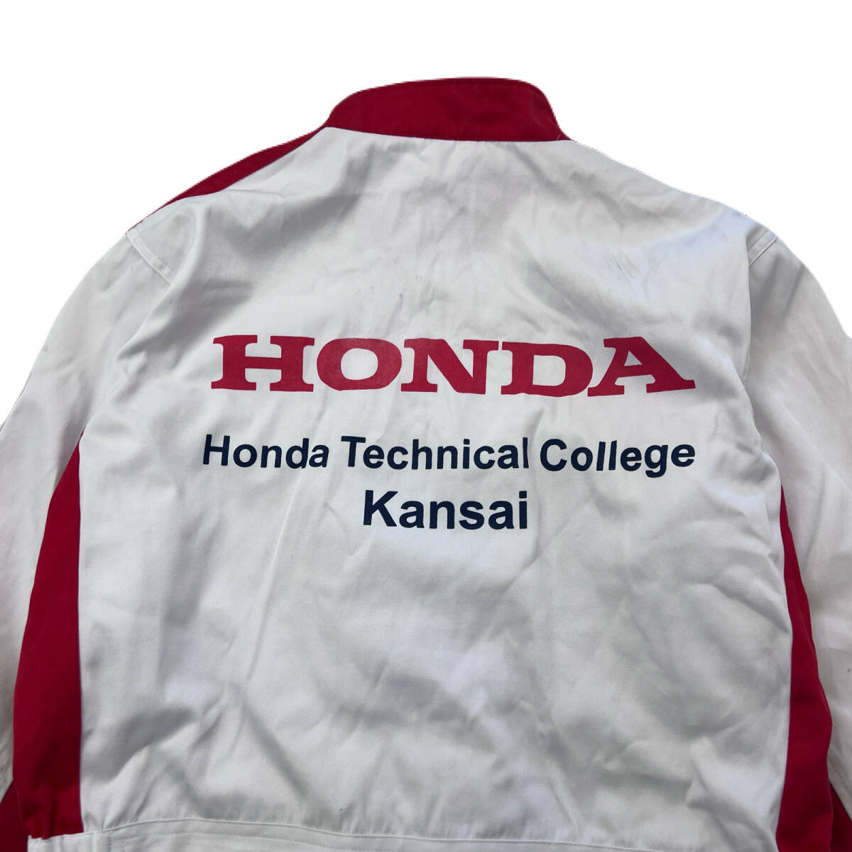 HONDA ホンダ つなぎ オールインワン 作業着 メンズM 白グレー赤500の