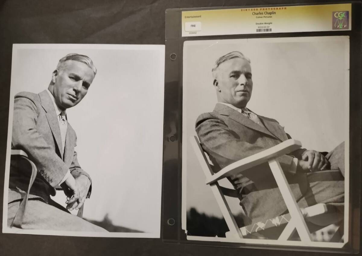 中古】チャーリー・チャップリン直筆サイン入り肖像写真の落札情報詳細