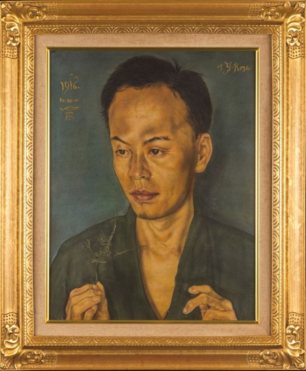 岸田夏子(1940-)○油彩金箔20号『春爛漫』いつでもお花見○岸田劉生の