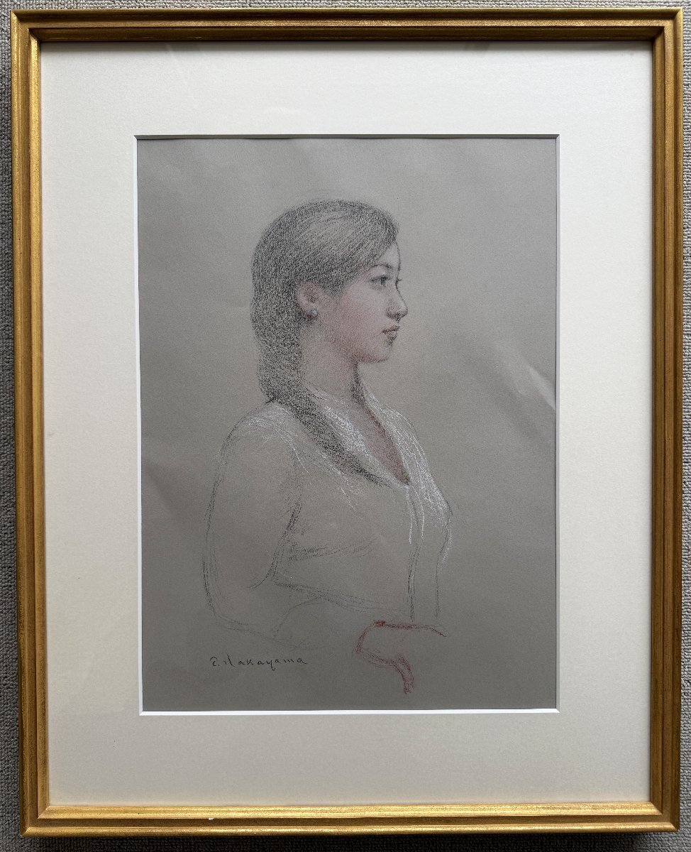 真作保証/阿久津正志/風 その人/人物画/額装品/SM号/油絵/油彩/絵画