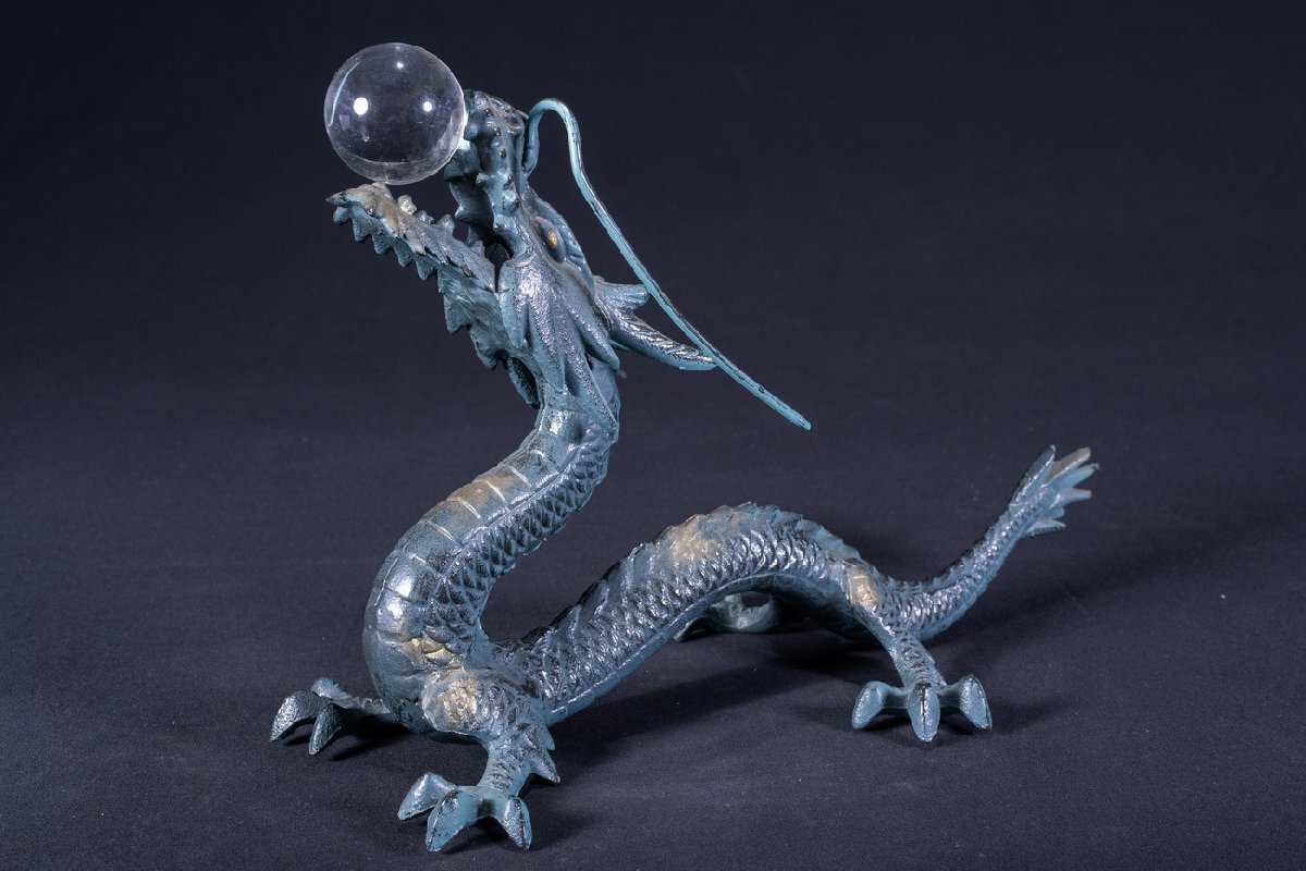 銅器 竜元宝 物入れ 書架 茶台 風水 置物 装飾品 工芸品 銅器 龍 (りゅう) 燭台 しょくだい セット 風水 インテリア 置物 龍は
