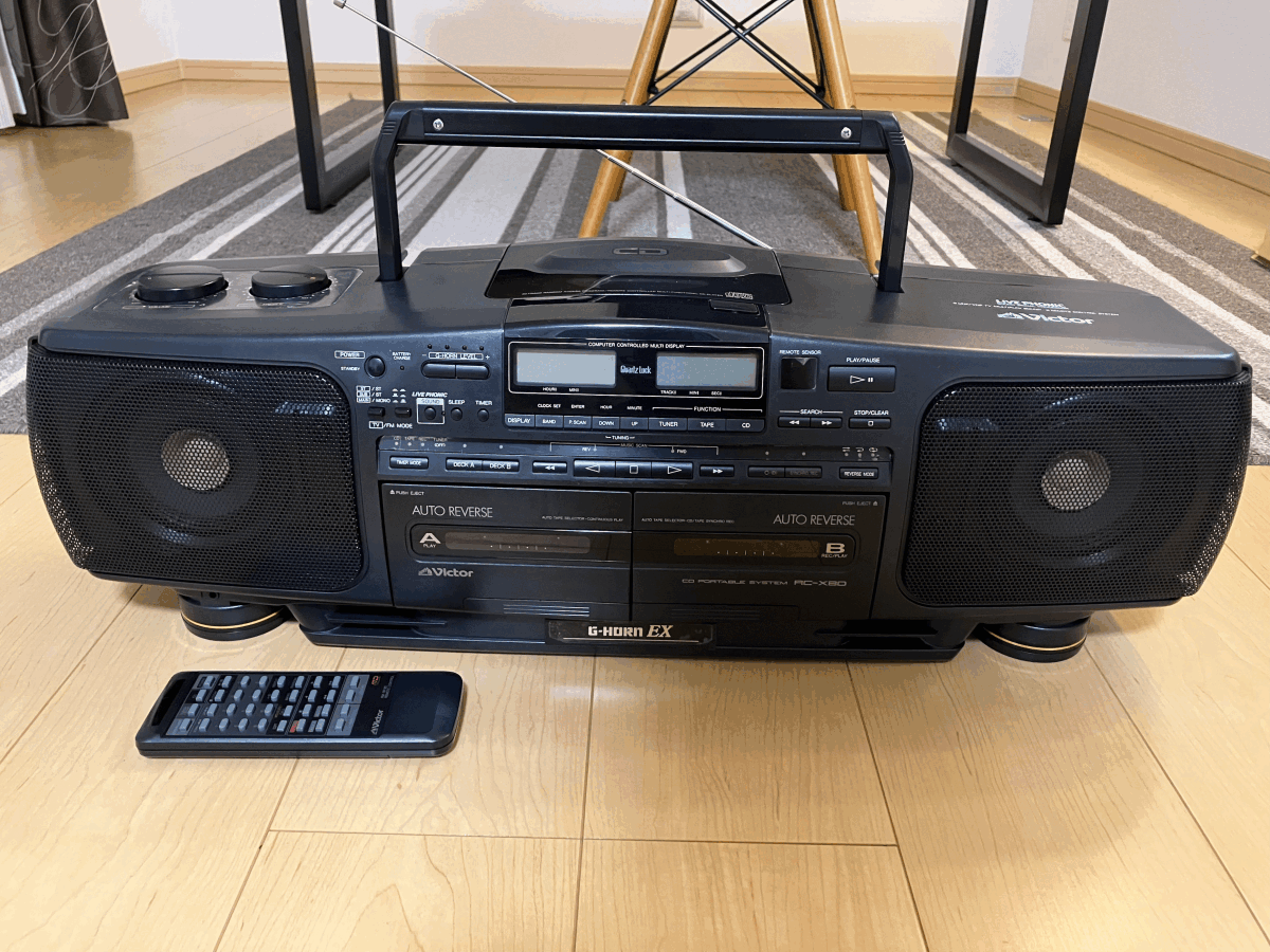 中古】Victor CDダブルラジカセ RC-X770 整備済み 希少 7スピーカー