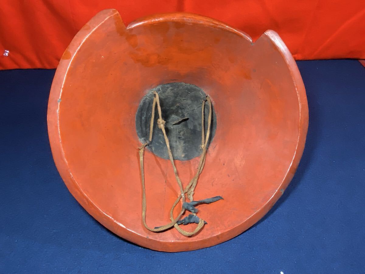 煉革製トンキョ帽陣笠 武具・甲冑 T【時代武具 練革黒漆塗とんきょ帽 陣笠 鉄砲隊 トンキョ帽