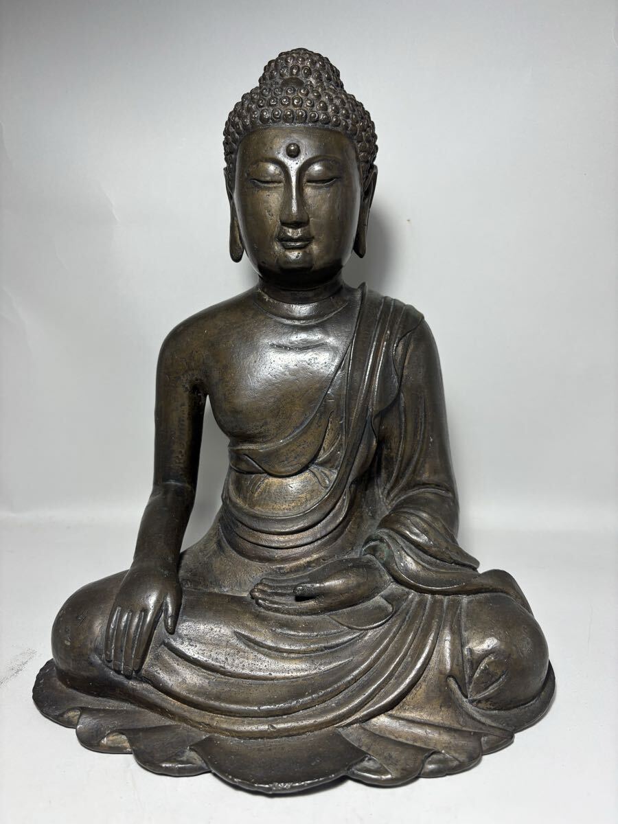 中古】#希少蔵出し品【山名常人作 大日如来像 銅製 共箱 落款印章 仏像