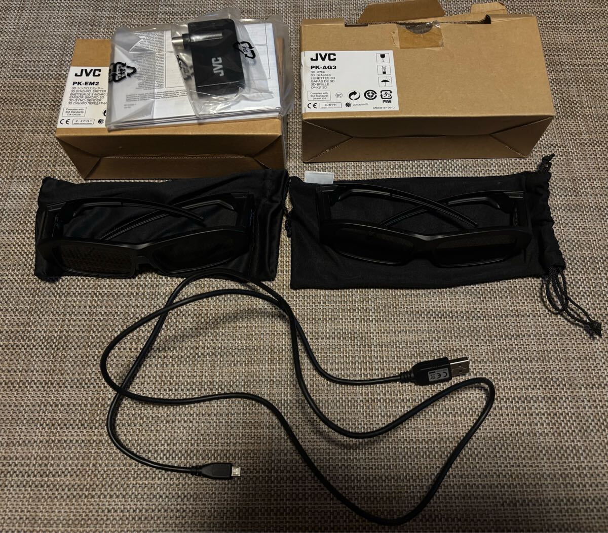 JVC 3Dシンクロエミッター PK-EM2 & 3Dメガネ PK-AG3 送料無料の落札