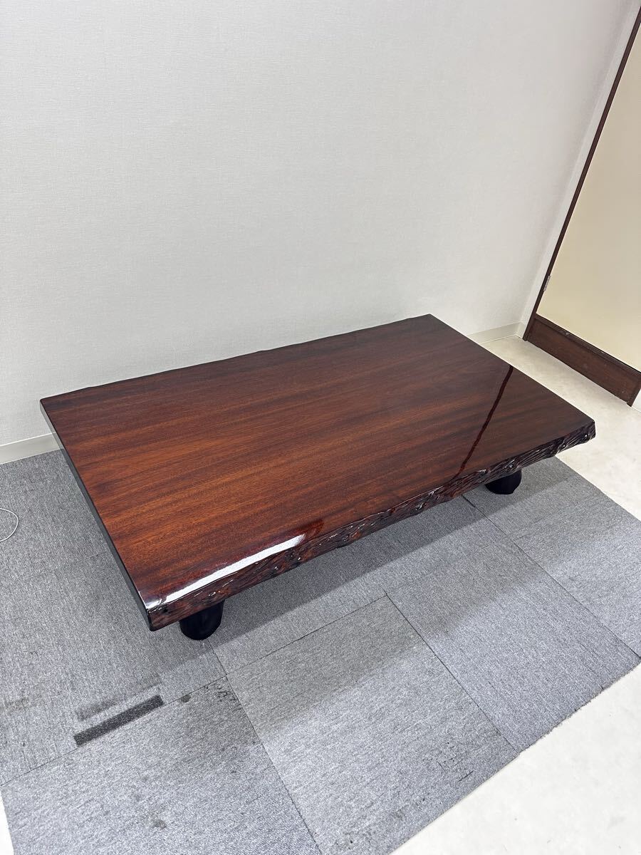 中古 最高級座卓 ブビンガ アフリカ紫檀 天然無垢一枚板 ちゃぶ台