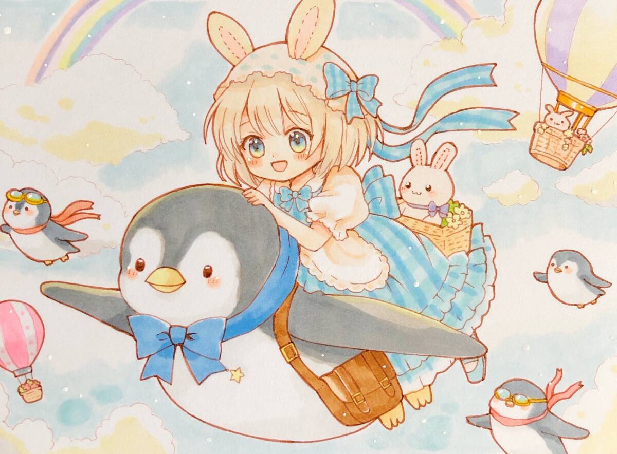 新品】同人手描きイラスト【和風踊り子/うさみみ/オリジナル】A4の落札