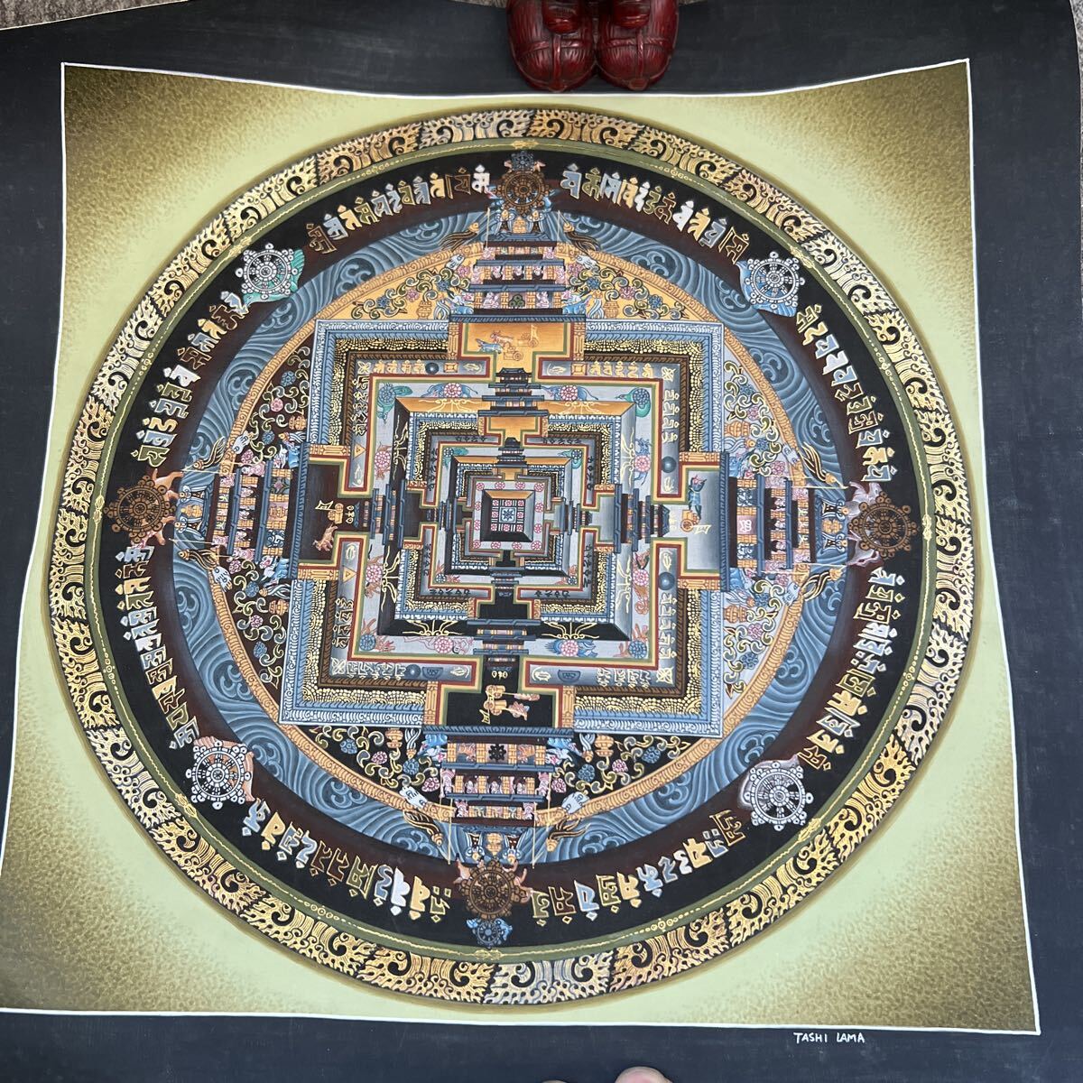 中古】卍 チベット密教 の 究極 『肉筆 カーラチャクラ 曼荼羅』多彩色